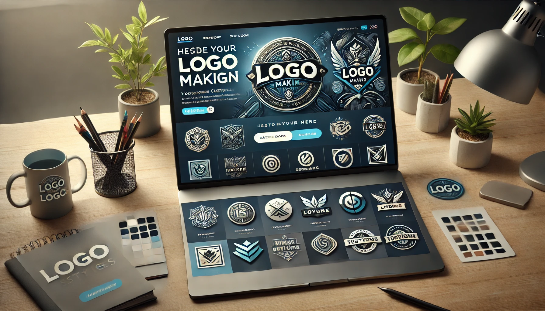instant logo creator from images and text in different themes 